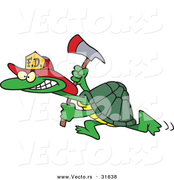 Vector of a Fire Fighter Tortoise Carrying an Axe