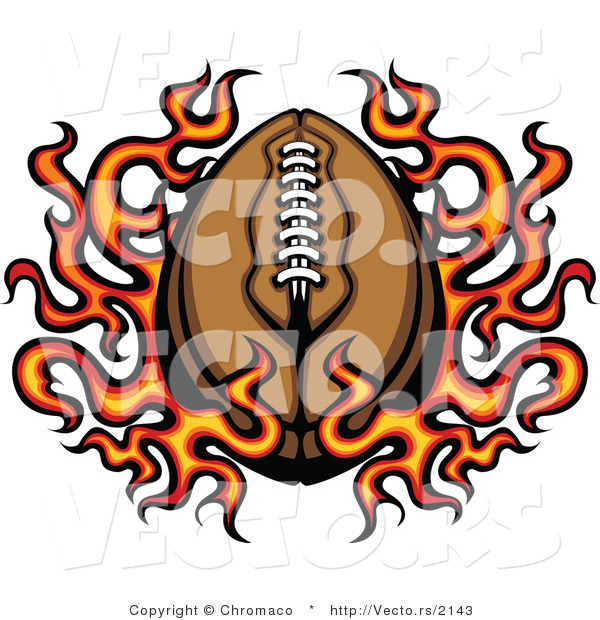 Vector of a Flaming American Cartoon Football