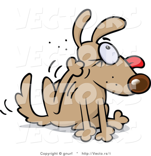 Vector of a Flea Infested Dog Scratching Itchy Bites