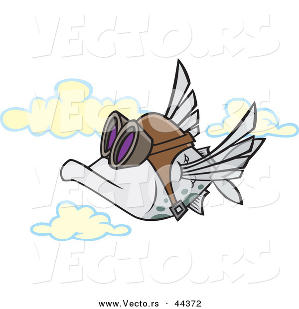 Vector of a Flying Cartoon Pilot Fish