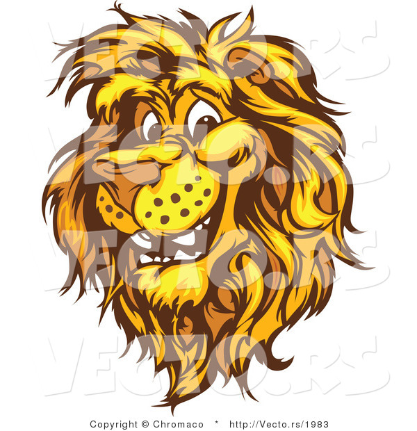 Vector of a Friendly Cartoon Male Lion Mascot Smiling