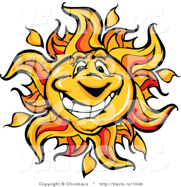 Vector of a Friendly Cartoon Sun Mascot with Big Smile