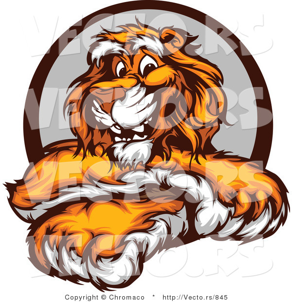 Vector of a Friendly Cartoon Tiger Mascot with Crossed Paws