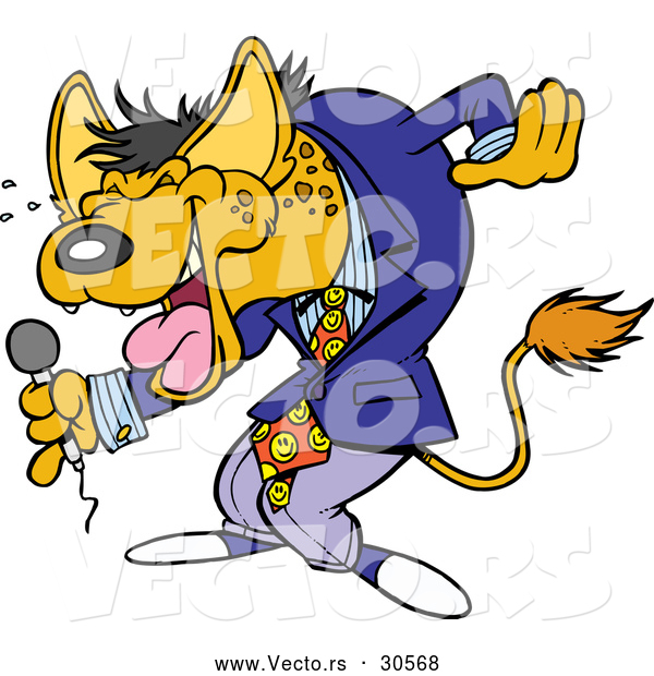 Vector of a Funny Cartoon Hyena Comedian Laughing