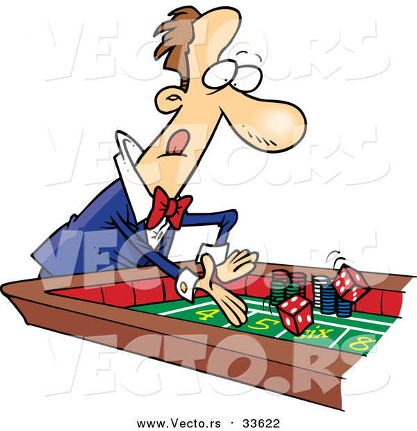 Vector of a Gambling Man Playing Craps Table - Cartoon Design
