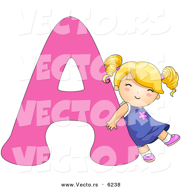Vector of a Girl Leaning on Alphabet Letter a