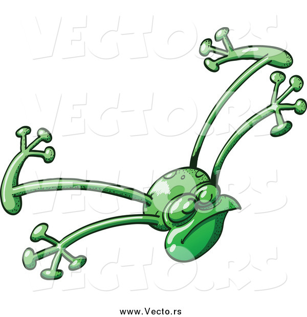 Vector of a Goofy Green Frog with Long Legs