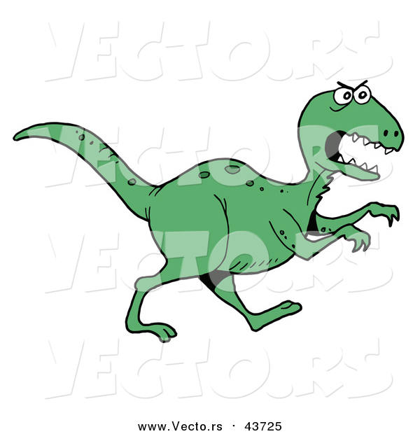 Vector of a Green T-Rex Dinosaur in Profile, Running to the Right