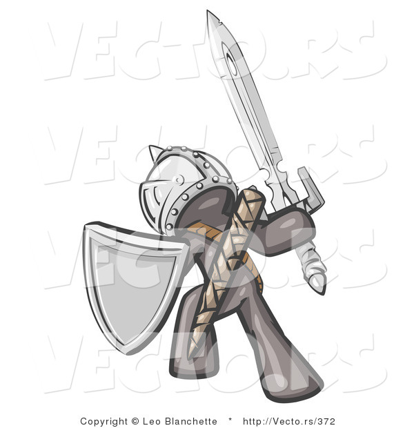 Vector of a Grey Knight with Shield and Sword
