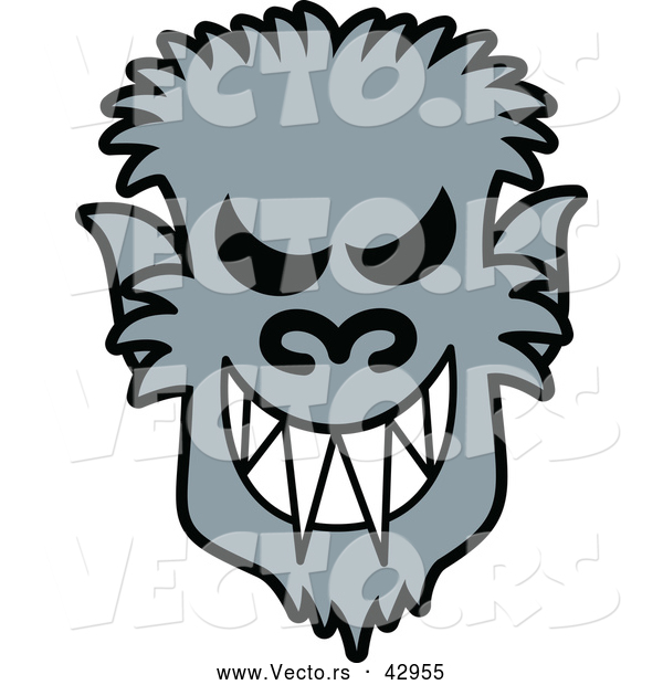 Vector of a Grinning Cartoon Halloween Werewolf
