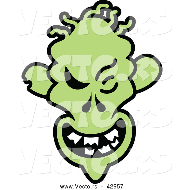 Vector of a Grinning Cartoon Halloween Zombie
