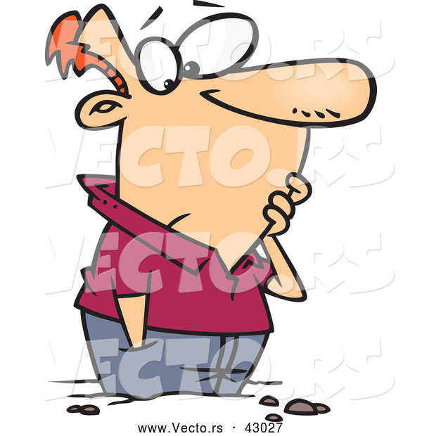 Vector of a Grounded Cartoon Man Stuck in the Ground