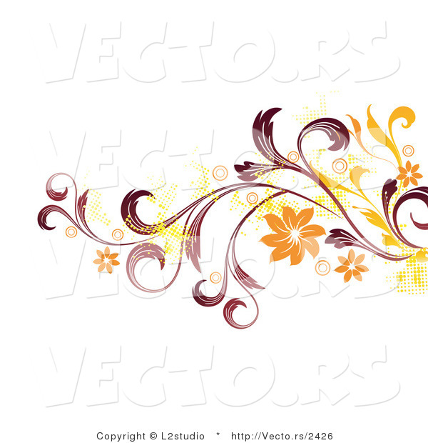 Vector of a Grunge Styled Yellow, Red and Orange Flower Background Design Element