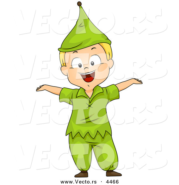 Vector of a Halloween Cartoon Boy Wearing a Dwarf Costume