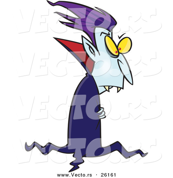 Vector of a Halloween Cartoon Vampire Wearing a Cape