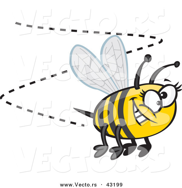 Vector of a Happy Cartoon Bumblebee Buzzing Around with a Big Goofy Smile