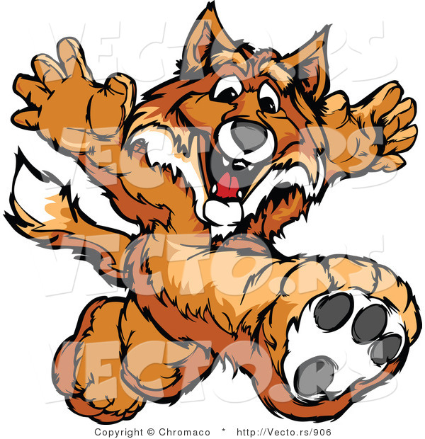 Vector of a Happy Cartoon Fox Mascot Running