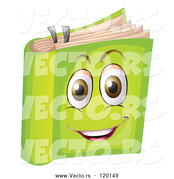 Vector of a Happy Cartoon Green Book Mascot