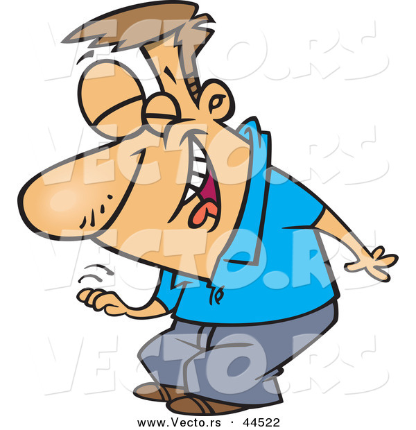 Vector of a Happy Cartoon Man Laughing While Slapping His Knee