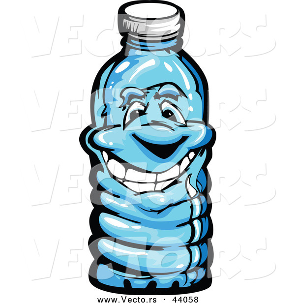 Vector of a Happy Cartoon Plastic Water Bottle Mascot