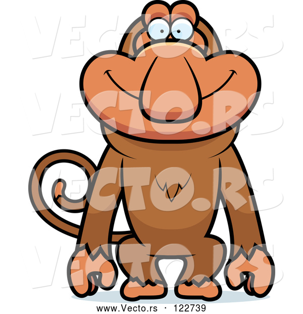 Vector of a Happy Cartoon Proboscis Monkey