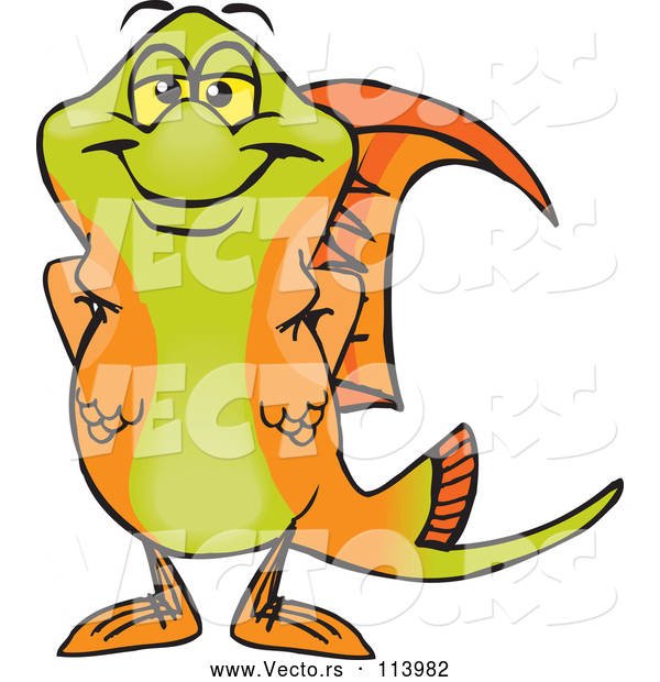 Vector of a Happy Cartoon Swordtail Fish Standing
