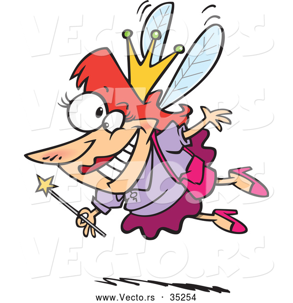 Vector of a Happy Cartoon Tooth Fairy