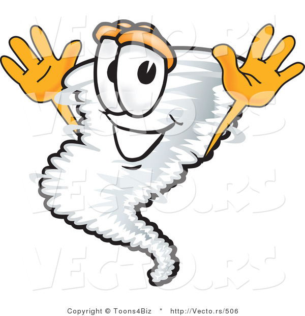 Vector of a Happy Cartoon Tornado Mascot Jumping