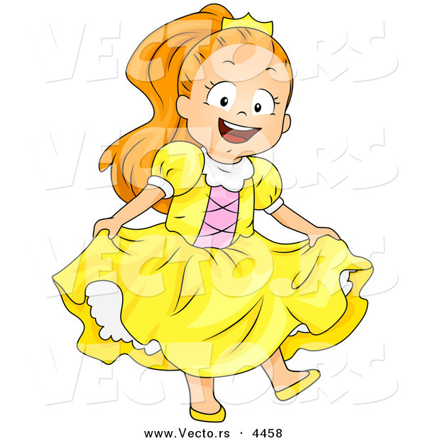 Vector of a Happy Halloween Cartoon Girl in a Princess Costume