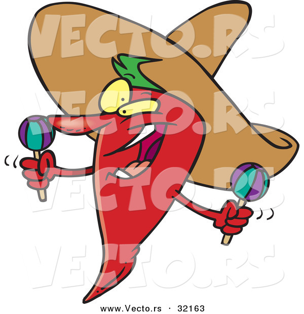 Vector of a Happy Hot Cartoon Mexican Chili Pepper