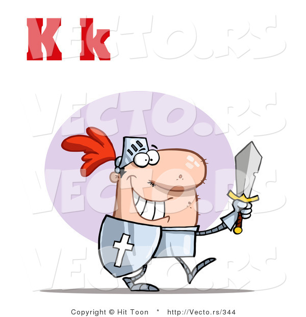 Vector of a Happy Knight with Upper and Lowercase Letter K