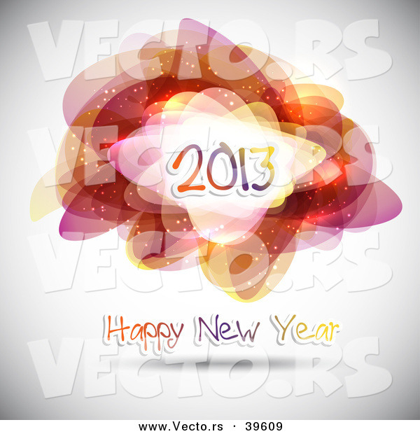 Vector of a Happy New Year 2013 Greeting Background with Abstract Shapes and Patterns