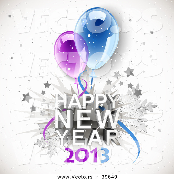 Vector of a Happy New Year 2013 Greeting with Party Balloons
