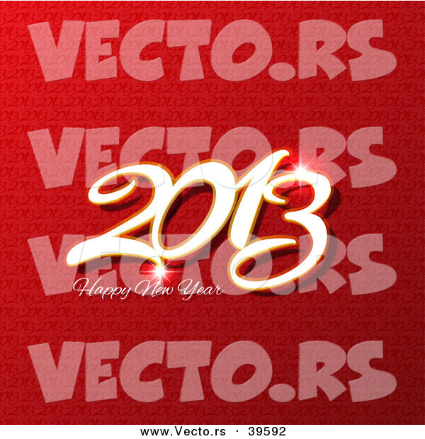Vector of a Happy New Year 2013 Greetings Design over Red Background