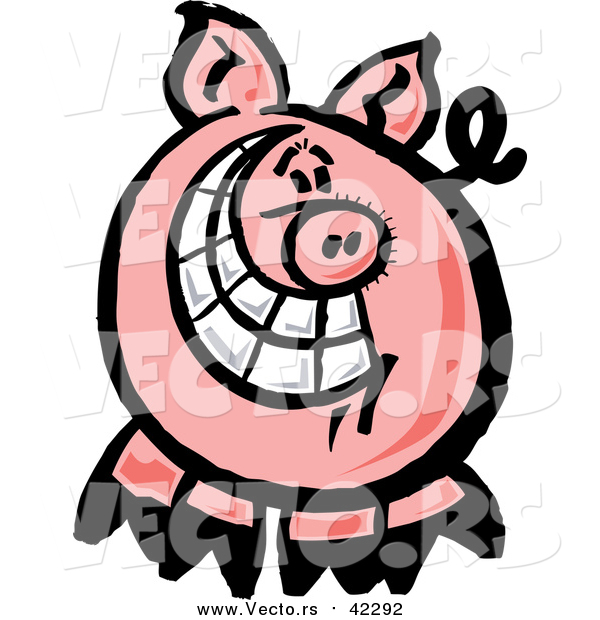 Vector of a Happy Pig with a Big Toothy Grin
