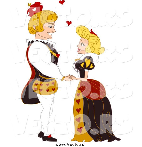 Vector of a Happy Romantic King and Queen Holding Hands