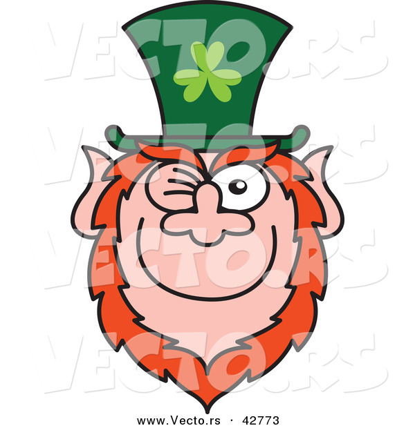 Vector of a Happy St. Paddy's Day Cartoon Leprechaun Winking and Smiling