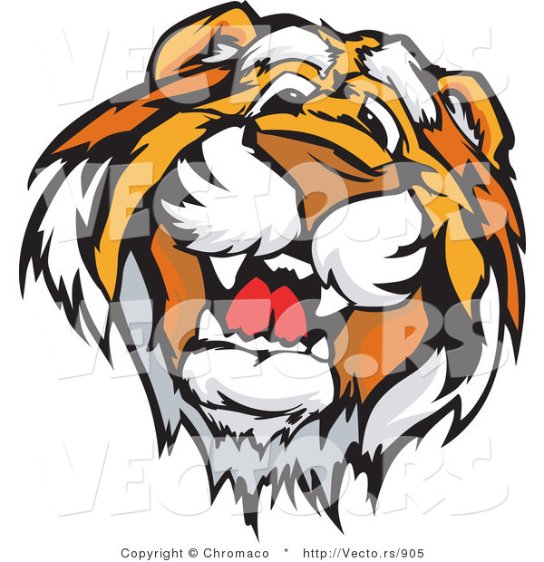Vector of a Happy Tiger Mascot Profile