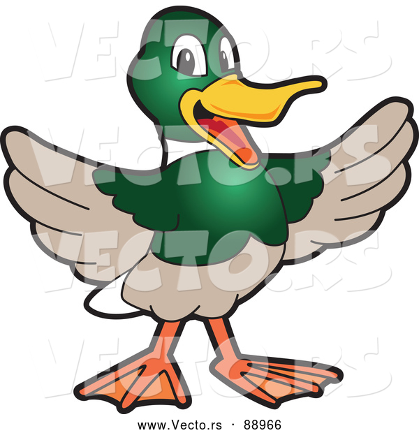 Vector of a Happy Welcoming Duck School Mascot