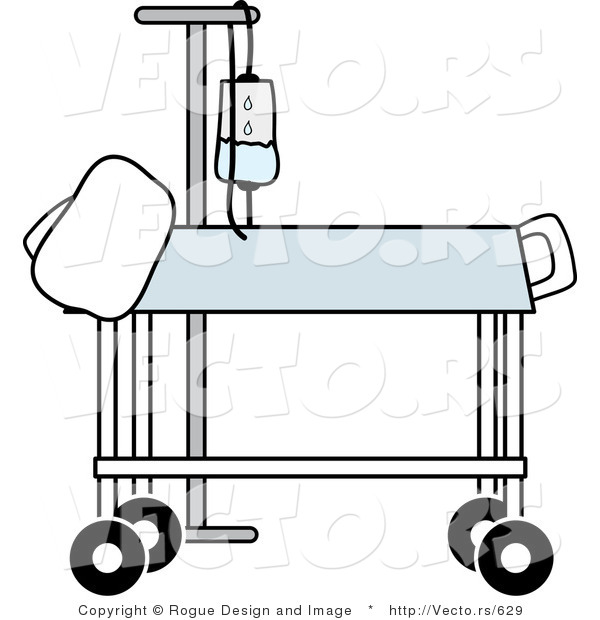 Vector of a Hospital Gurney Beside IV Stand in a Medical Room