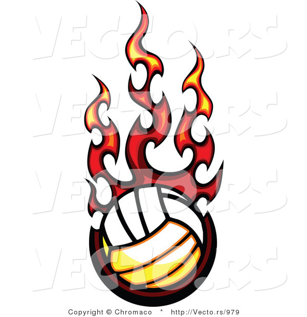 Vector of a Hot Volleyball on Fire