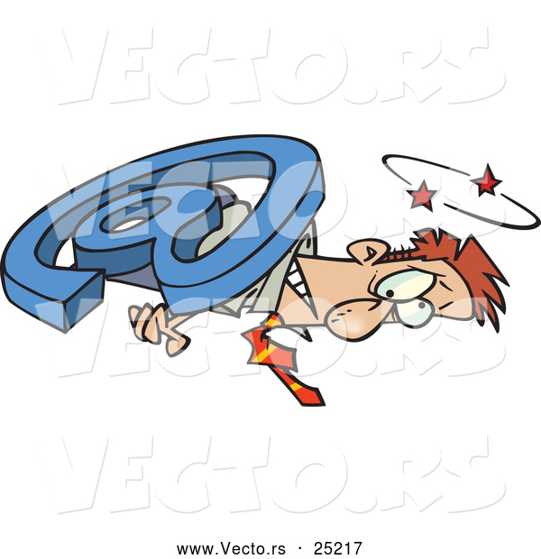 Vector of a Huge Cartoon Email at Symbol Squishing Businessman on the Ground