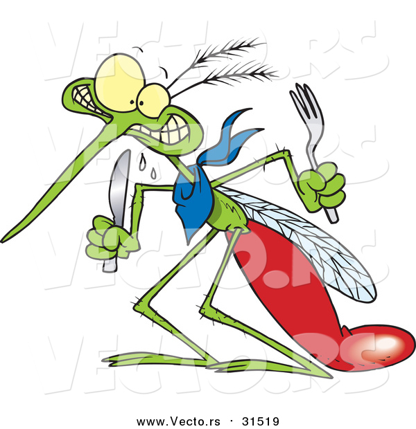 Vector of a Hungry Zikia Mosquito Looking for Blood - Cartoon Style