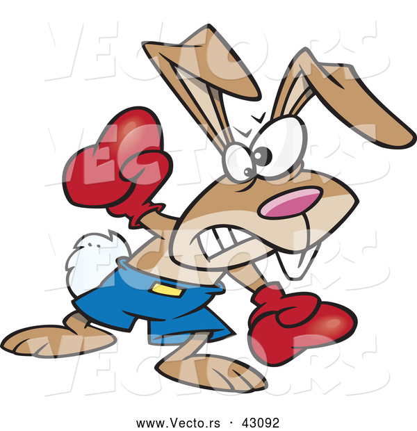 Vector of a Intimidating Cartoon Boxer Rabbit Punching with Boxing Gloves on