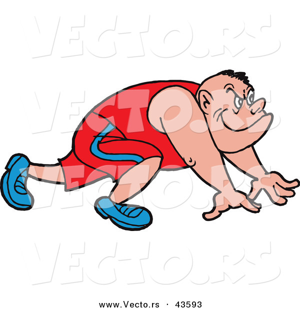 Vector of a Intimidating Sprinter Prepared to Run at the Starting Line