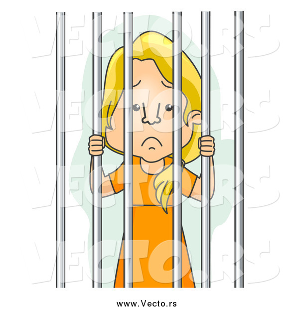 Vector of a Jailed Blond White Woman in Orange