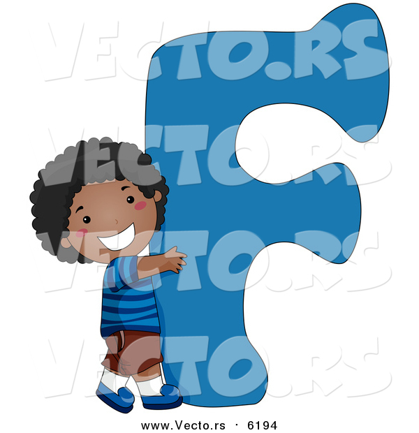 Vector of a Kid Beside Alphabet Letter F