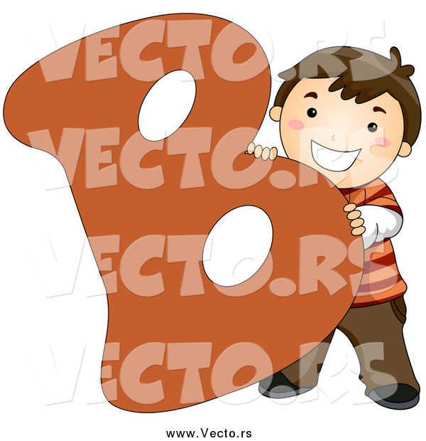 Vector of a Kid Letter B with a Brunette Little Boy