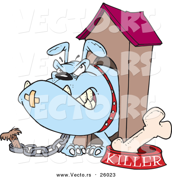 Vector of a Killer Dog Chained to House