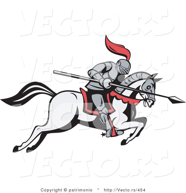 Vector of a Knight Charging Forward with a Spear on a Horse
